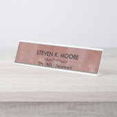 風化アンティーク黄銅金ゴールド+ブルクカスタム デスクネームプレート (正面)