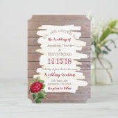 風化ウッドブルゴーニュバラ結婚式招待状 招待状 (スタンド正面)