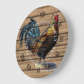 風化カスタムした厚板の柄の可愛い鶏 ラージ壁時計 (傾斜)