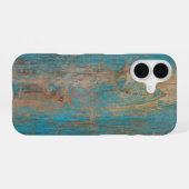 風化カッコいい青い剥離絵を描木質 iPhone 16ケース (裏面横)