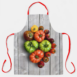 風化カラフルストライプの表のトマト エプロン