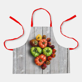 風化カラフルストライプの表のトマト エプロン