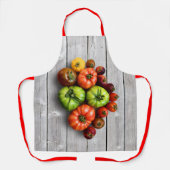 風化カラフルストライプの表のトマト エプロン (正面)