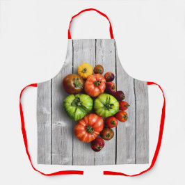 風化カラフルストライプの表のトマト エプロン