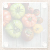 風化カラフルストライプの表のトマト ガラスコースター (裏面)