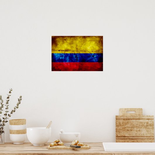 風化コロンビア国旗 ポスター (キッチン)