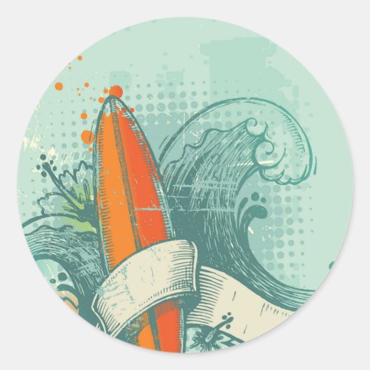 風化サーフボードデザイン ラウンドシール (正面)