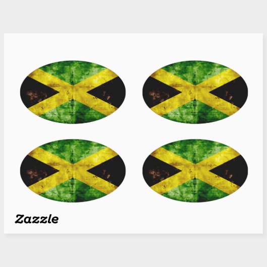 風化ジャマイカ国旗 楕円形シール (シート)