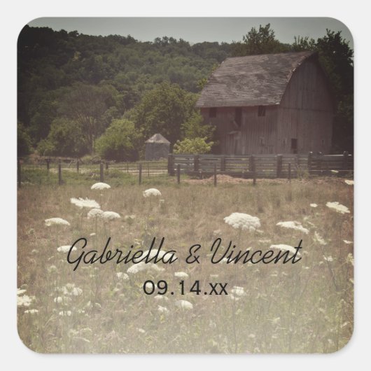 風化バーンカントリーウェディング封筒用シール スクエアシール (正面)