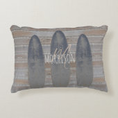 風化パーソナライズされたビーチ流木サーフボード アクセントクッション (正面)