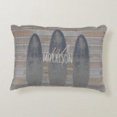 風化パーソナライズされたビーチ流木サーフボード アクセントクッション (裏面)