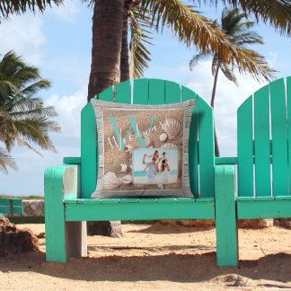 風化ビーチウッドサンドモノグラム アウトドアクッション