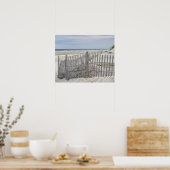 風化ビーチフェンス及び海ビーチ ポスター (キッチン)