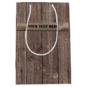 風化フェイク納屋の木板 ミディアムペーパーバッグ (正面)