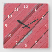風化フェイク赤いバーンウッド スクエア壁時計 (正面)