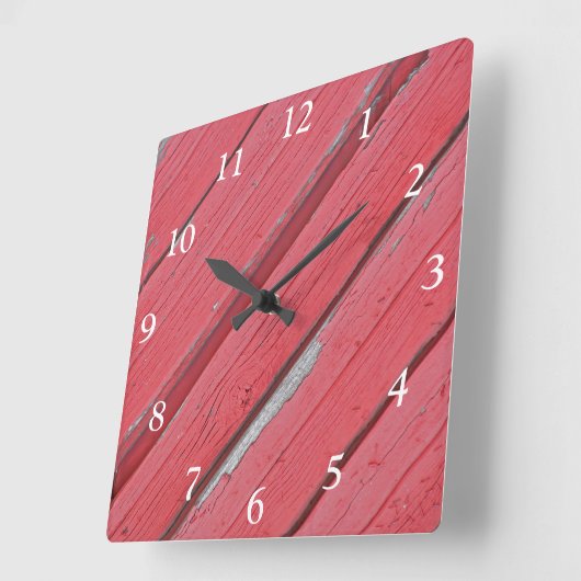風化フェイク赤いバーンウッド スクエア壁時計 (傾斜)