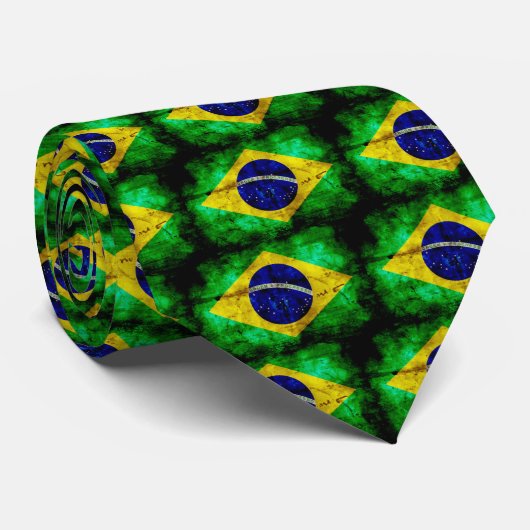 風化ブラジル国旗 ネクタイ (ロール)