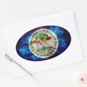 風化ベリーズ国旗 楕円形シール (封筒)