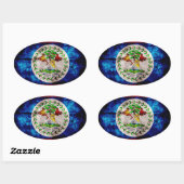 風化ベリーズ国旗 楕円形シール (シート)