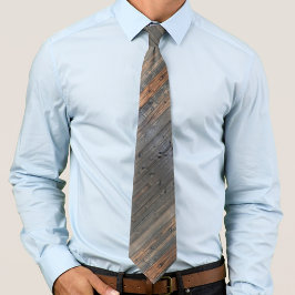 風化レッドウッドフェンスクローズアップフォトイメージプリント ネクタイ