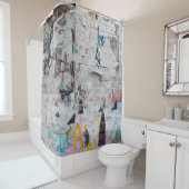 風化レンガ：都市ポスター壁。 シャワーカーテン (インサイチュ)