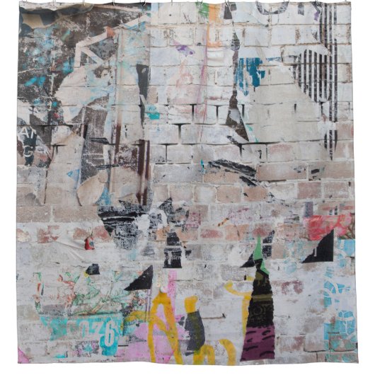 風化レンガ：都市ポスター壁。 シャワーカーテン (正面)