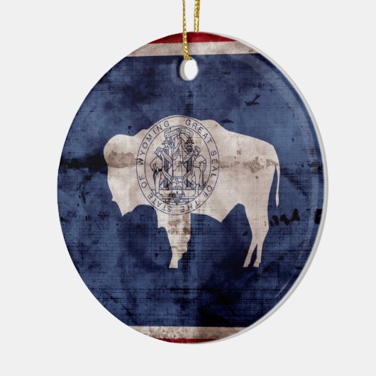 風化ワイオミング国旗 セラミックオーナメント (左)
