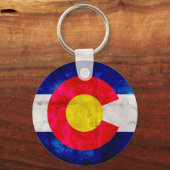 風化ヴィンテージコロラド州旗 キーホルダー (正面)