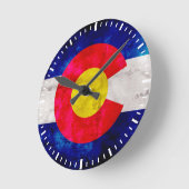 風化ヴィンテージコロラド州旗 ラウンド壁時計 (傾斜)