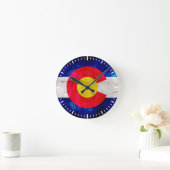 風化ヴィンテージコロラド州旗 ラウンド壁時計 (ホーム)