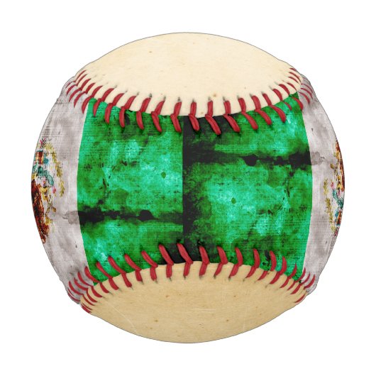 風化ヴィンテージメキシコ国旗 野球ボール (正面)