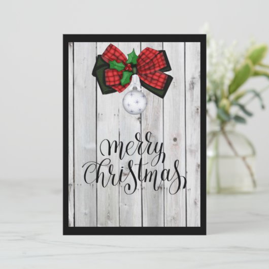 風化木パーソナライズされた材クリスマスカード シーズンカード (スタンド正面)