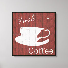 風化木材コーヒーキャンバス – 赤 キャンバスプリント