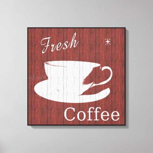 風化木材コーヒーキャンバス – 赤 キャンバスプリント (正面)