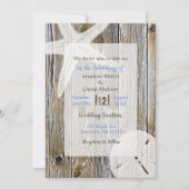 風化木材ヒトデと砂ドルビーチ 招待状 (正面)