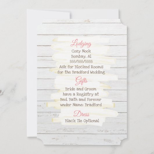 風化木材ピンクフローラ結婚式招待状 招待状 (裏面)