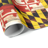 風化木材メリーランド州旗の包装紙 ラッピングペーパー (ロールコーナー)