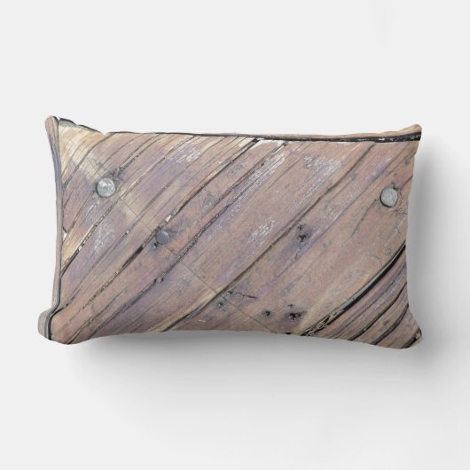 風化木材ラフ加工デッキ ランバークッション (正面)