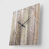 風化木材波止場ボード素朴アピール スクエア壁時計 (傾斜)