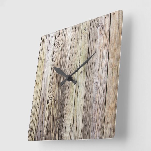 風化木材波止場ボード素朴アピール スクエア壁時計 (傾斜)