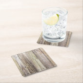 風化木材波止場板素朴チャーム スクエアペーパーコースター (インサイチュ)