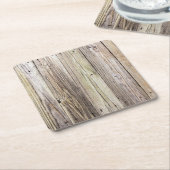 風化木材波止場板素朴チャーム スクエアペーパーコースター (アングル)