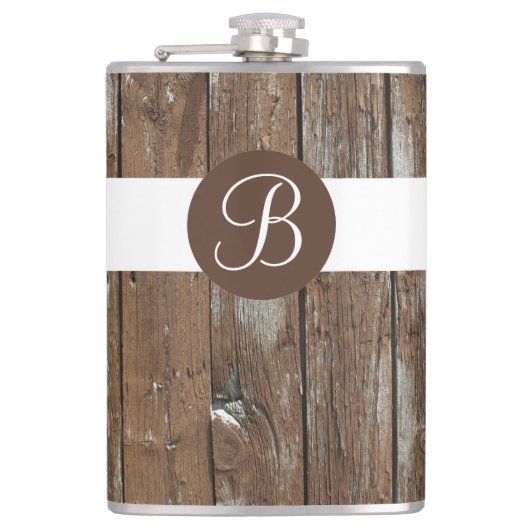 風化木目素朴モノグラムフラスコ フラスク (正面)