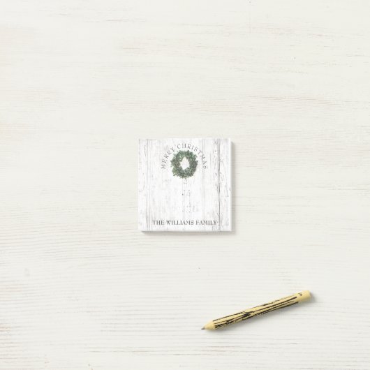 風化木素朴ローレルリースモノグラム3 x 3 ポストイット (デスク上)