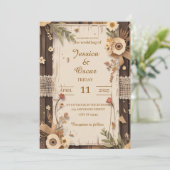 風化木素朴乾花の背景 招待状 (スタンド正面)