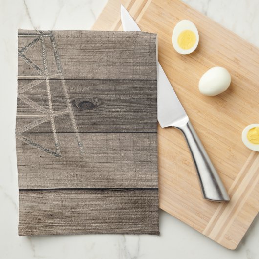 風化木素朴国の風車 キッチンタオル (四つ折り)