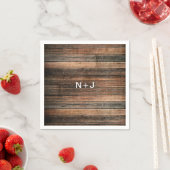 風化木素朴茶色の納屋の田舎の結婚式 スタンダードカクテルナプキン (インサイチュ)