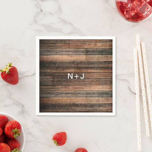 風化木素朴茶色の納屋の田舎の結婚式 スタンダードカクテルナプキン (インサイチュ)