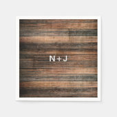 風化木素朴茶色の納屋の田舎の結婚式 スタンダードカクテルナプキン (正面)