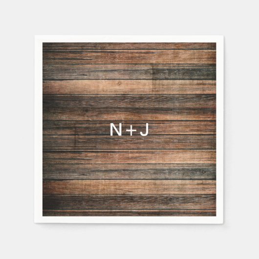 風化木素朴茶色の納屋の田舎の結婚式 スタンダードカクテルナプキン (正面)